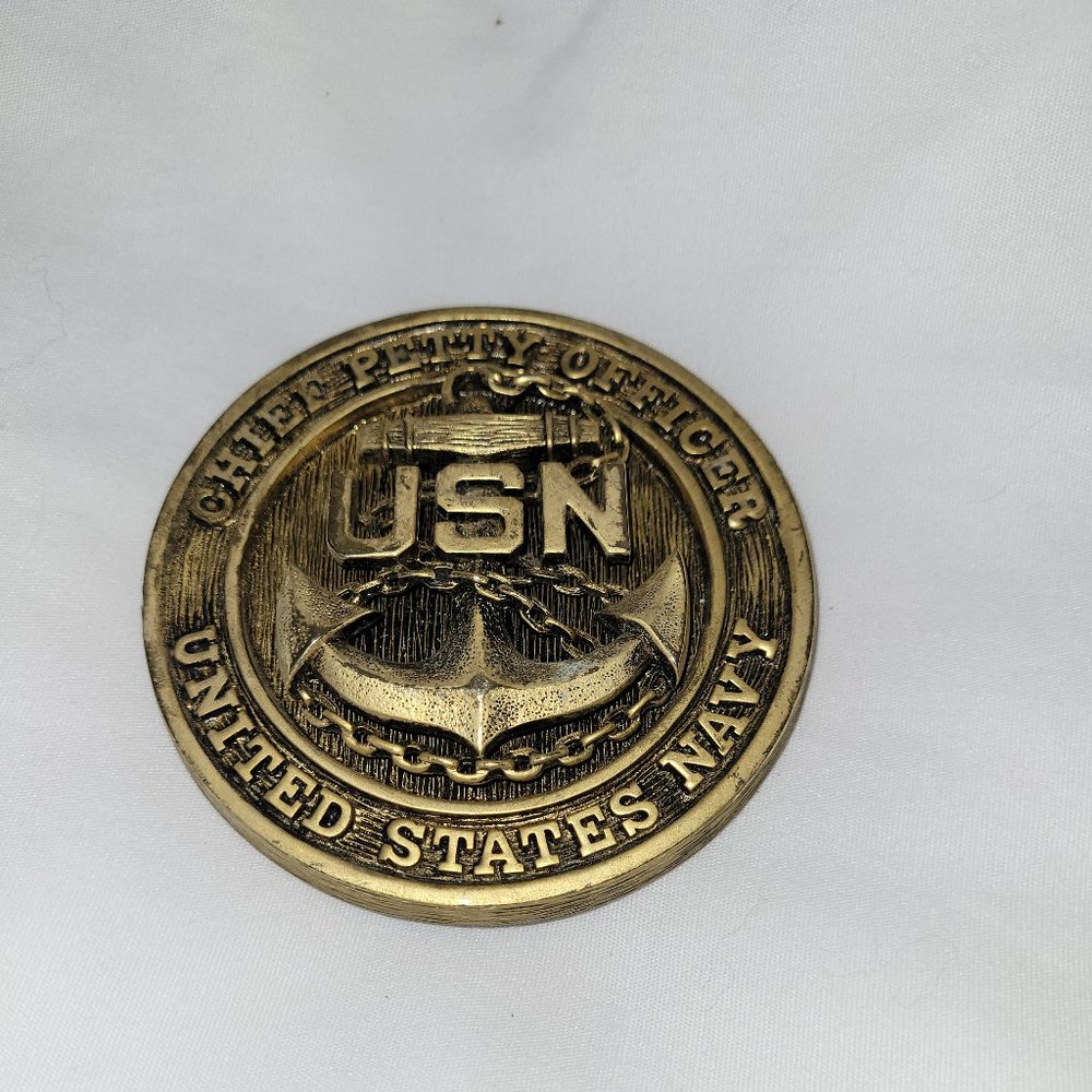 Vintage Chief Petty Officer United States Navy Brass Emblem Vintage